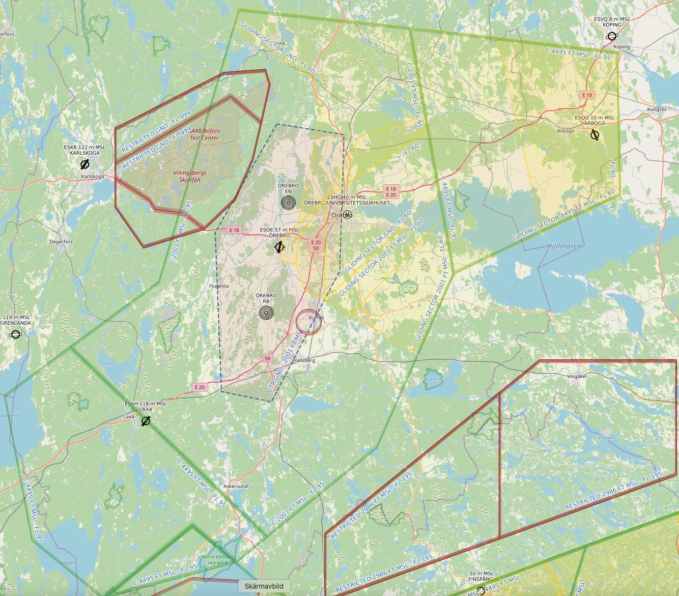 Örbro TMA med segelflygsektorer